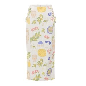 Sabo Skirt Cream Floral Print Midi Skirt